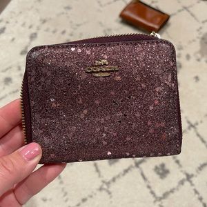 Coach Purple Glitter Zip Around Wallet